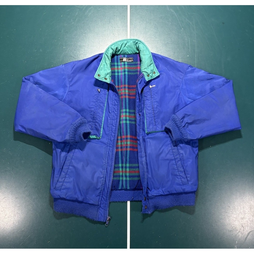 Vintage Pendleton Bomber Jacket Men M Lobo Blue Purple Plaid Wool Thinsulate 80s - Picture 3 of 16